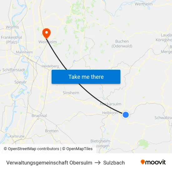 Verwaltungsgemeinschaft Obersulm to Sulzbach map