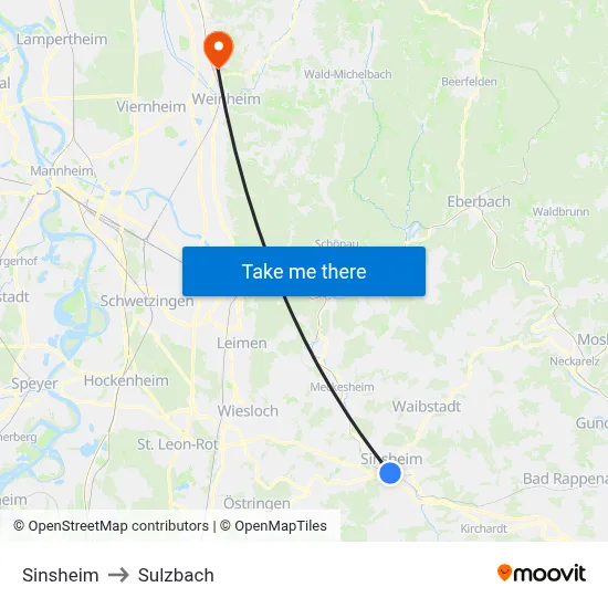 Sinsheim to Sulzbach map