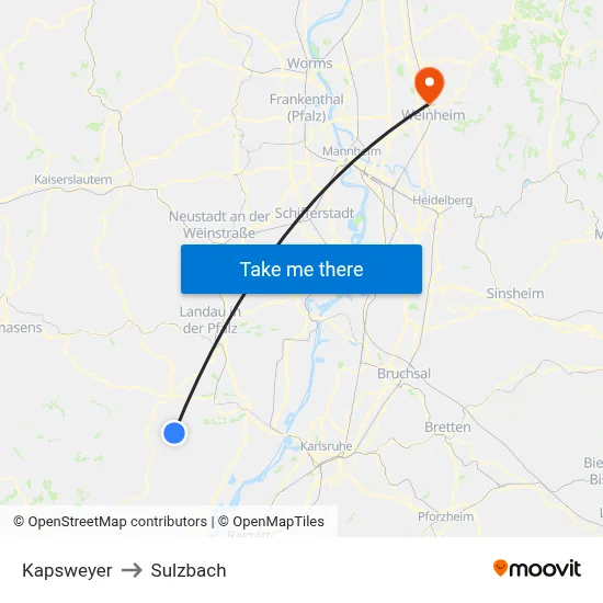 Kapsweyer to Sulzbach map