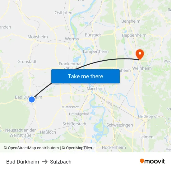 Bad Dürkheim to Sulzbach map