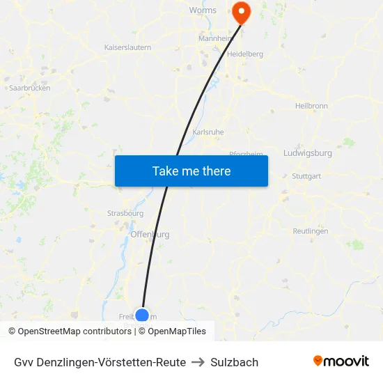 Gvv Denzlingen-Vörstetten-Reute to Sulzbach map