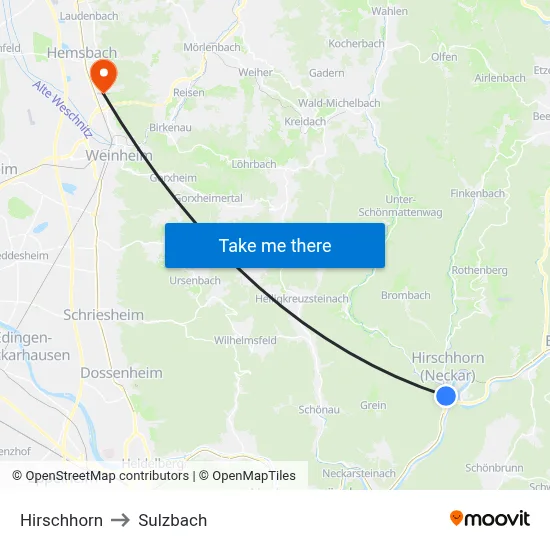 Hirschhorn to Sulzbach map