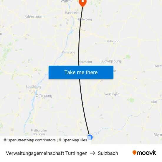 Verwaltungsgemeinschaft Tuttlingen to Sulzbach map