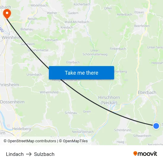 Lindach to Sulzbach map