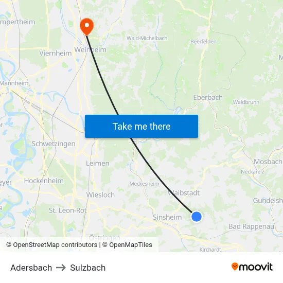 Adersbach to Sulzbach map