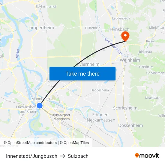Innenstadt/Jungbusch to Sulzbach map