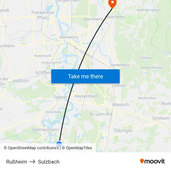 Rußheim to Sulzbach map