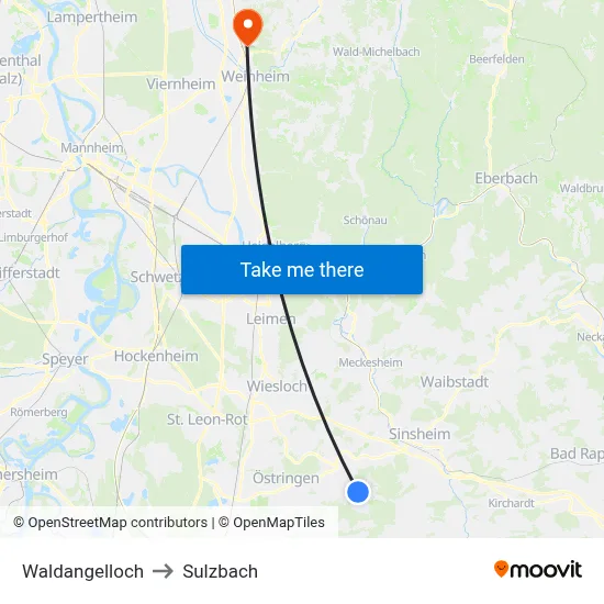 Waldangelloch to Sulzbach map