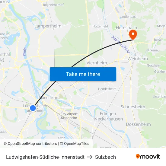 Ludwigshafen-Südliche-Innenstadt to Sulzbach map