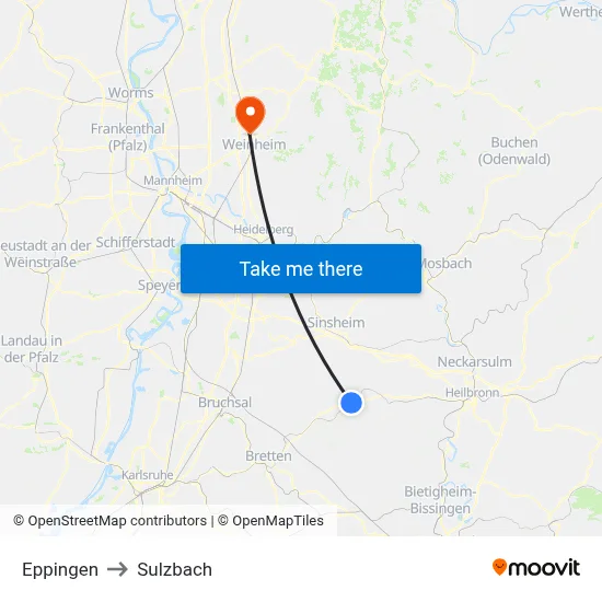 Eppingen to Sulzbach map