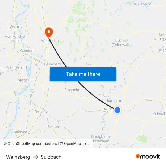Weinsberg to Sulzbach map