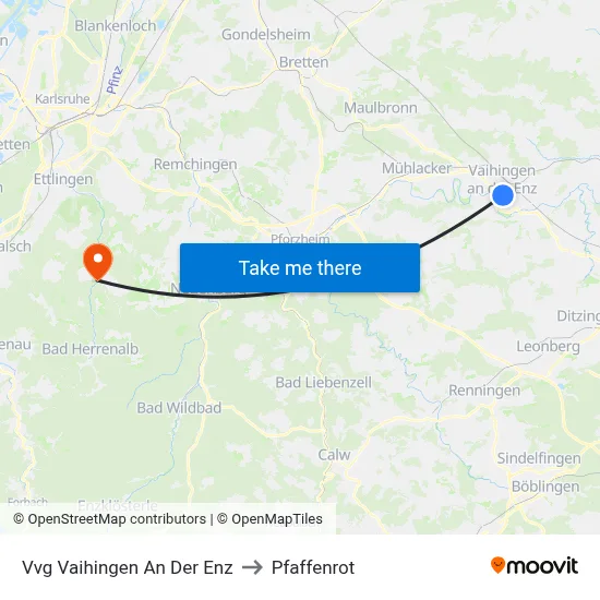 Vvg Vaihingen An Der Enz to Pfaffenrot map