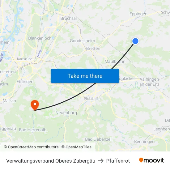 Verwaltungsverband Oberes Zabergäu to Pfaffenrot map