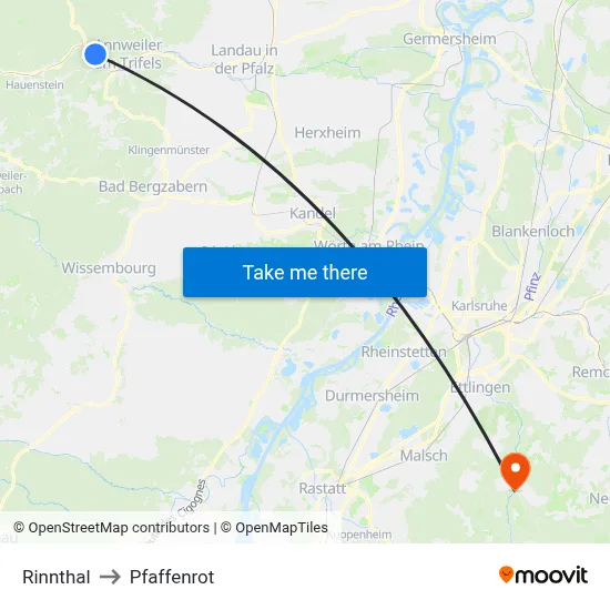Rinnthal to Pfaffenrot map