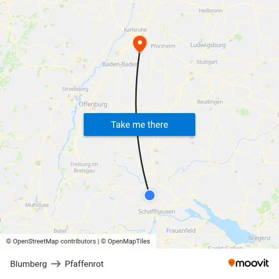 Blumberg to Pfaffenrot map