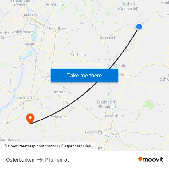 Osterburken to Pfaffenrot map