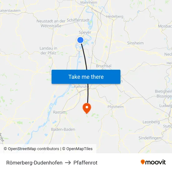 Römerberg-Dudenhofen to Pfaffenrot map