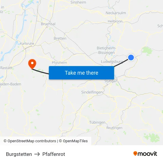Burgstetten to Pfaffenrot map
