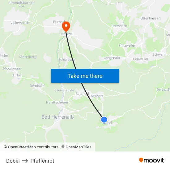 Dobel to Pfaffenrot map