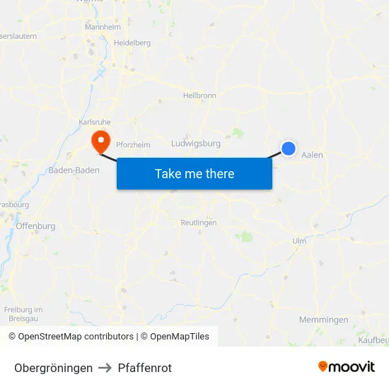 Obergröningen to Pfaffenrot map