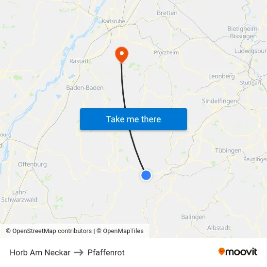 Horb Am Neckar to Pfaffenrot map