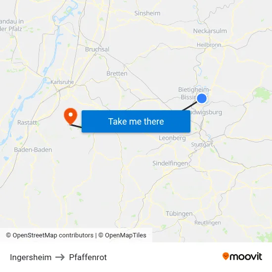 Ingersheim to Pfaffenrot map