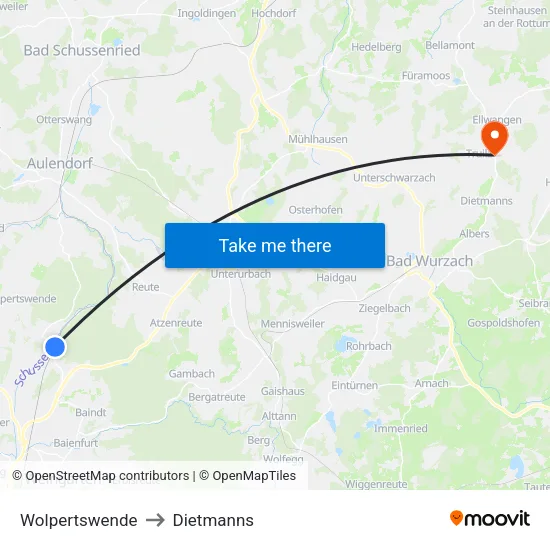 Wolpertswende to Dietmanns map