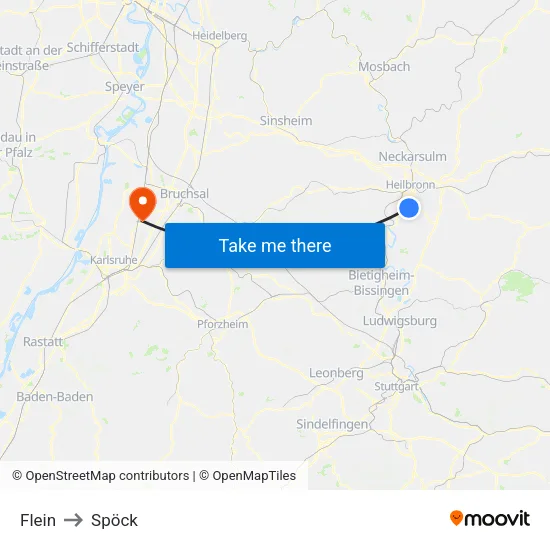 Flein to Spöck map
