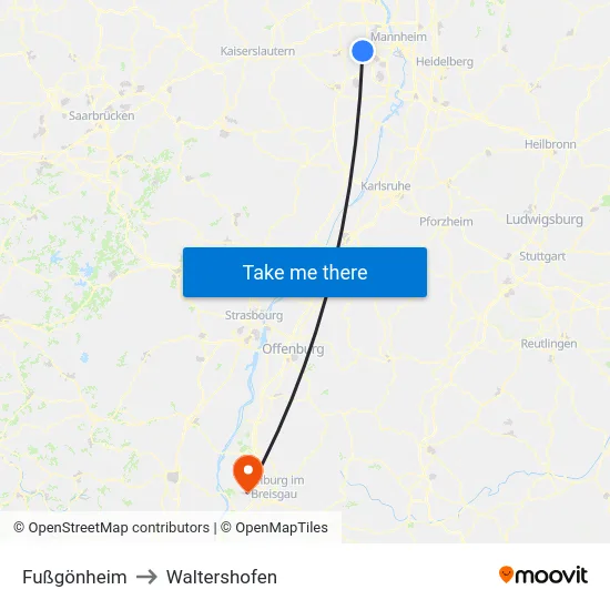Fußgönheim to Waltershofen map