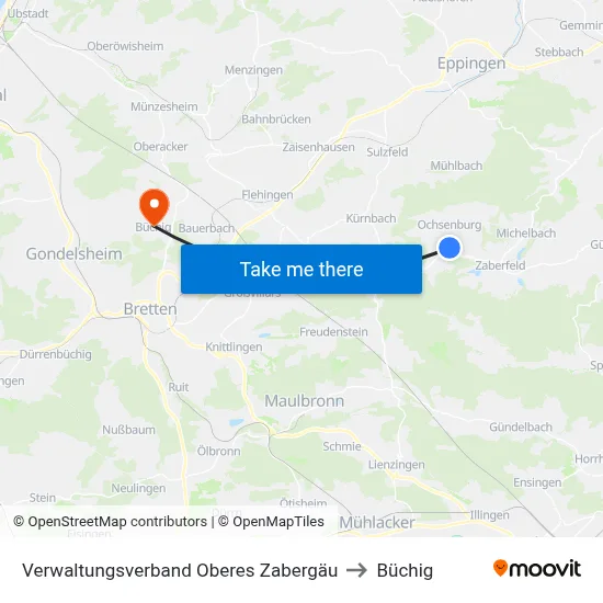 Verwaltungsverband Oberes Zabergäu to Büchig map