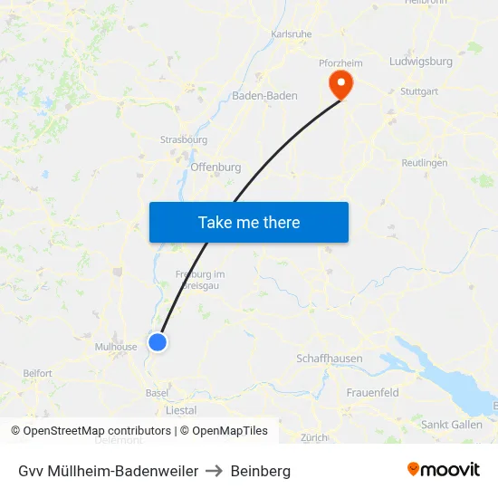 Gvv Müllheim-Badenweiler to Beinberg map