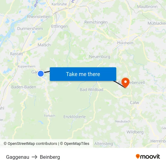 Gaggenau to Beinberg map