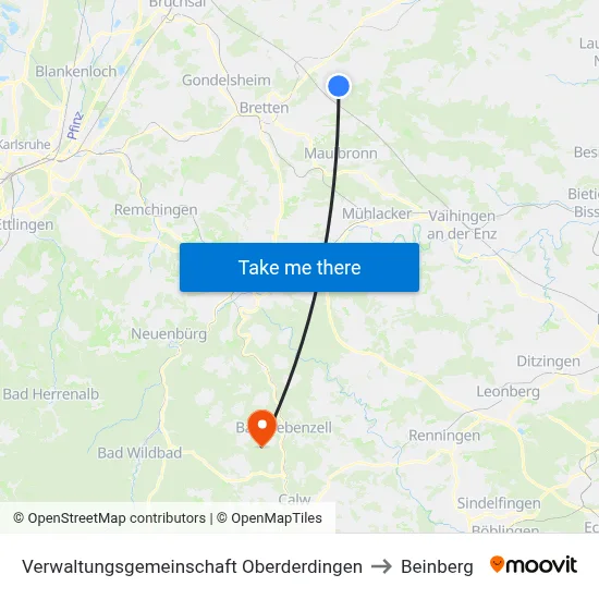 Verwaltungsgemeinschaft Oberderdingen to Beinberg map