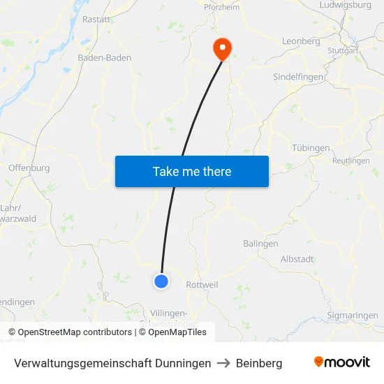 Verwaltungsgemeinschaft Dunningen to Beinberg map