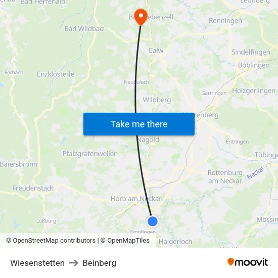 Wiesenstetten to Beinberg map
