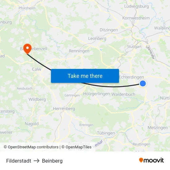 Filderstadt to Beinberg map