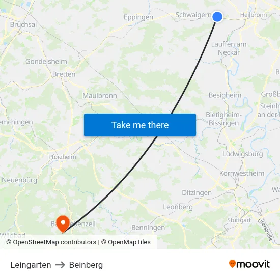 Leingarten to Beinberg map