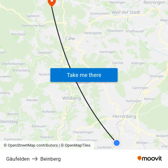 Gäufelden to Beinberg map