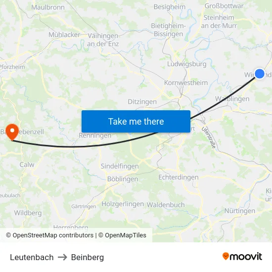 Leutenbach to Beinberg map