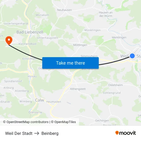 Weil Der Stadt to Beinberg map