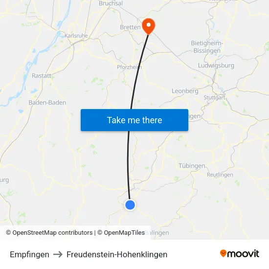 Empfingen to Freudenstein-Hohenklingen map