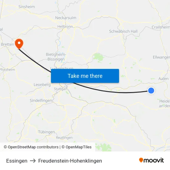 Essingen to Freudenstein-Hohenklingen map