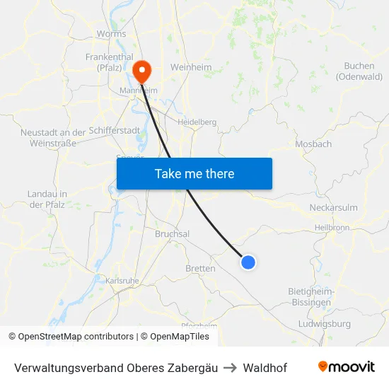 Verwaltungsverband Oberes Zabergäu to Waldhof map