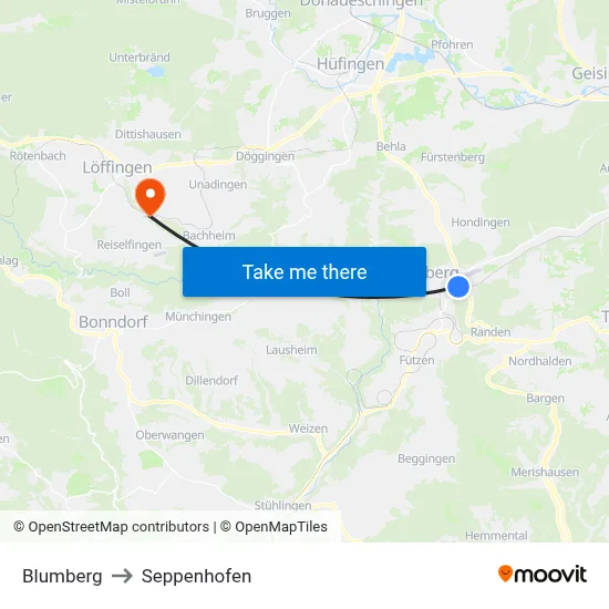 Blumberg to Seppenhofen map