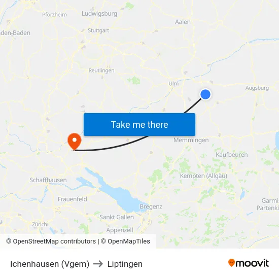 Ichenhausen (Vgem) to Liptingen map