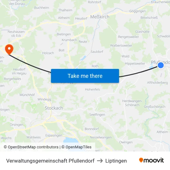 Verwaltungsgemeinschaft Pfullendorf to Liptingen map