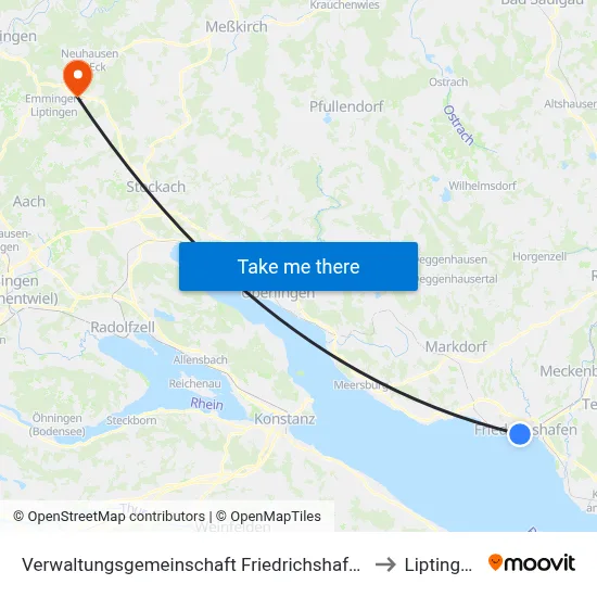 Verwaltungsgemeinschaft Friedrichshafen to Liptingen map