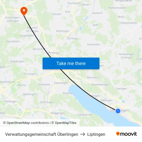 Verwaltungsgemeinschaft Überlingen to Liptingen map