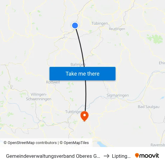 Gemeindeverwaltungsverband Oberes Gäu to Liptingen map
