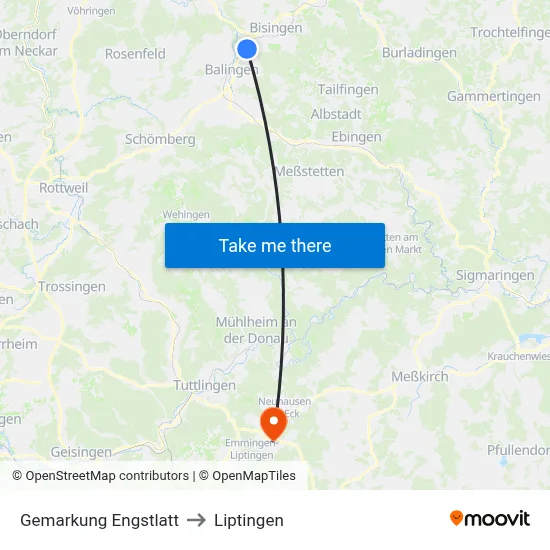 Gemarkung Engstlatt to Liptingen map
